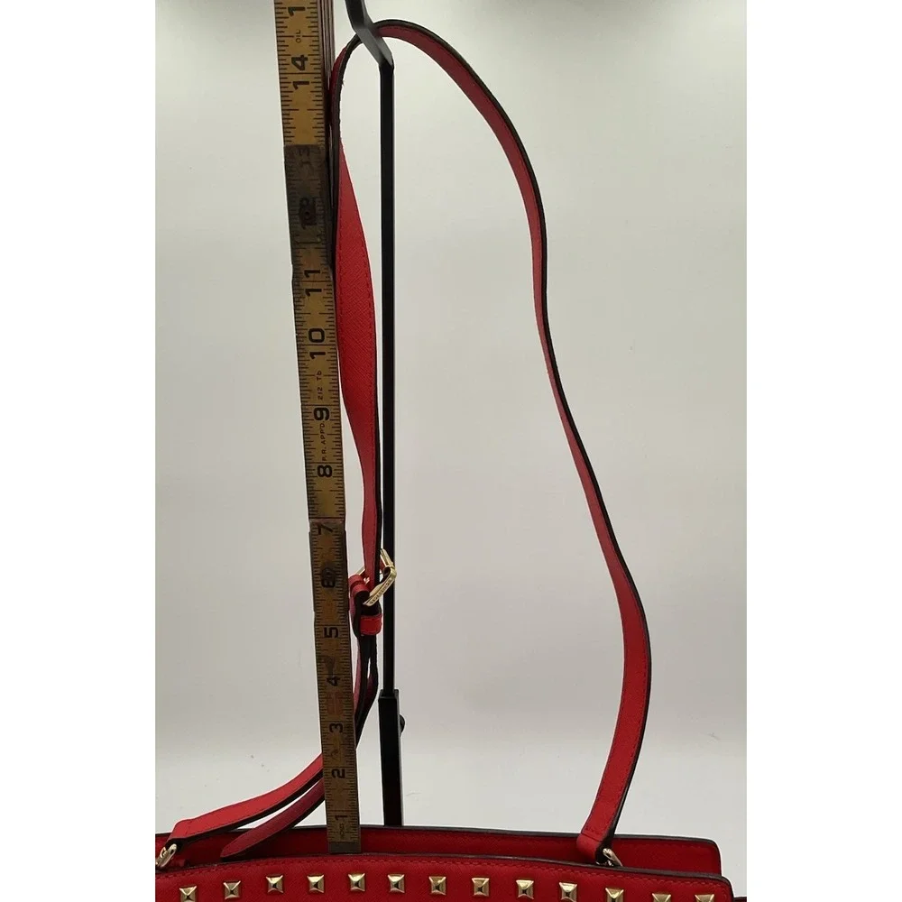 Michael Kors Studded Red Large Selma Studded Saffiano Tote